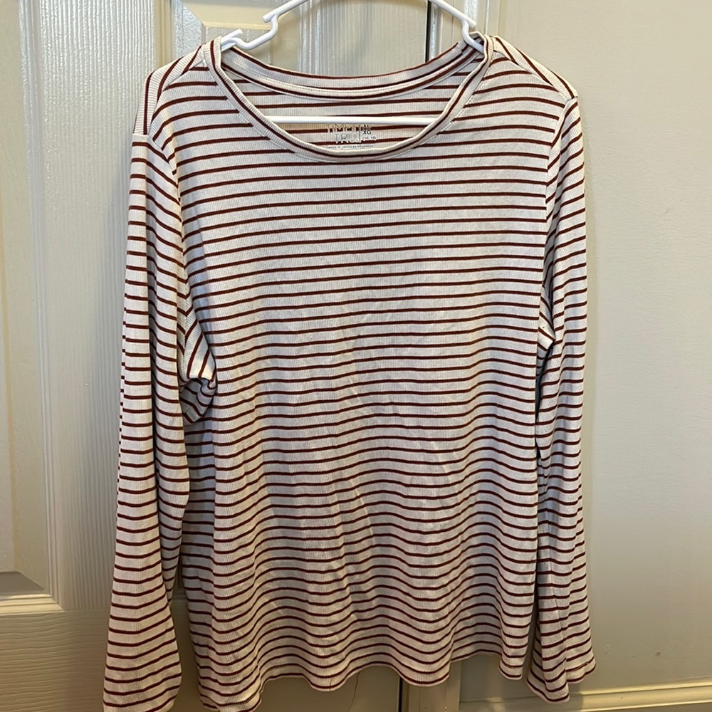 Brown and white long sleeve.